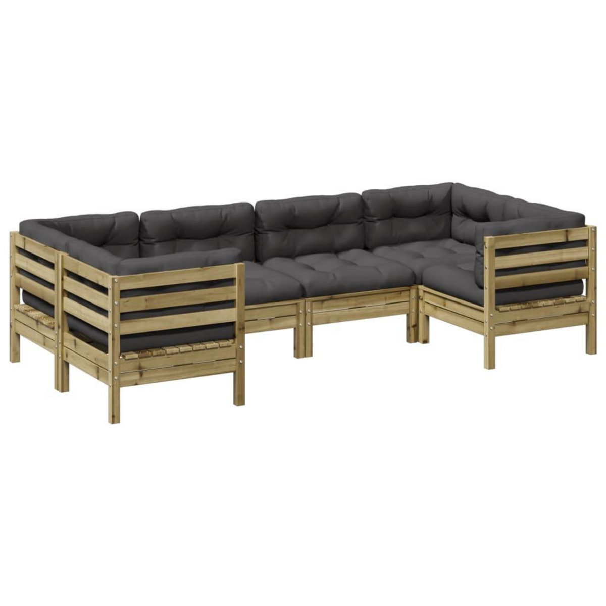 VIDAXL Salon de jardin 6 pcs avec coussins bois de pin impregne