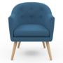 Voir la diapositive 3 : ID MARKET Fauteuil scandinave OLAN cabriolet en tissu bleu