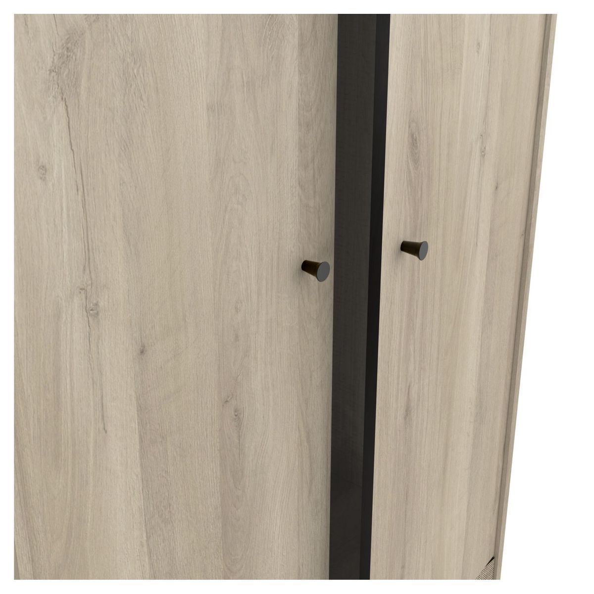 Armoire 2 portes 1 tiroir décor effet cannage L90cm HANOÏ