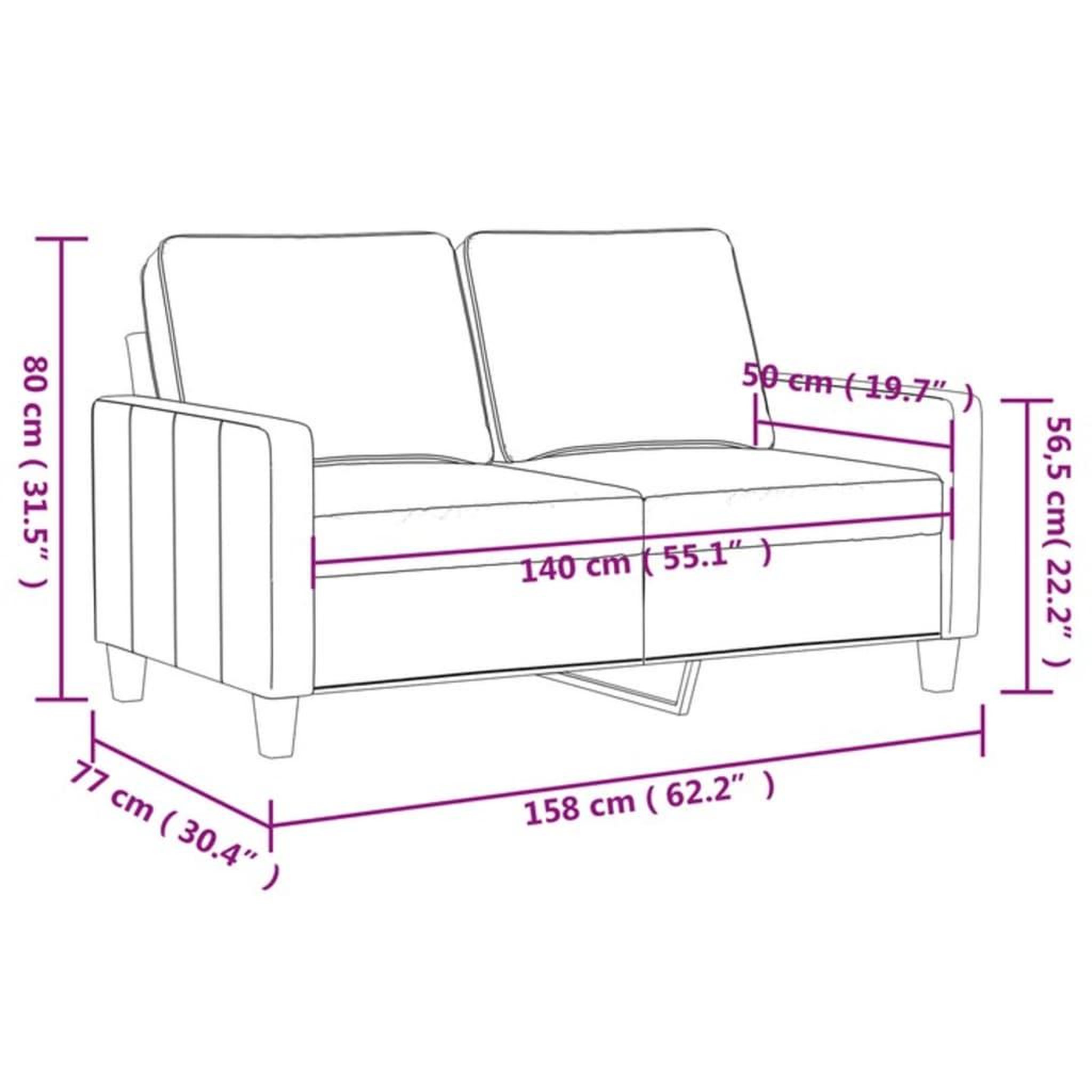Voir la diapositive 6 : VIDAXL Canape a 2 places Marron 140 cm Tissu