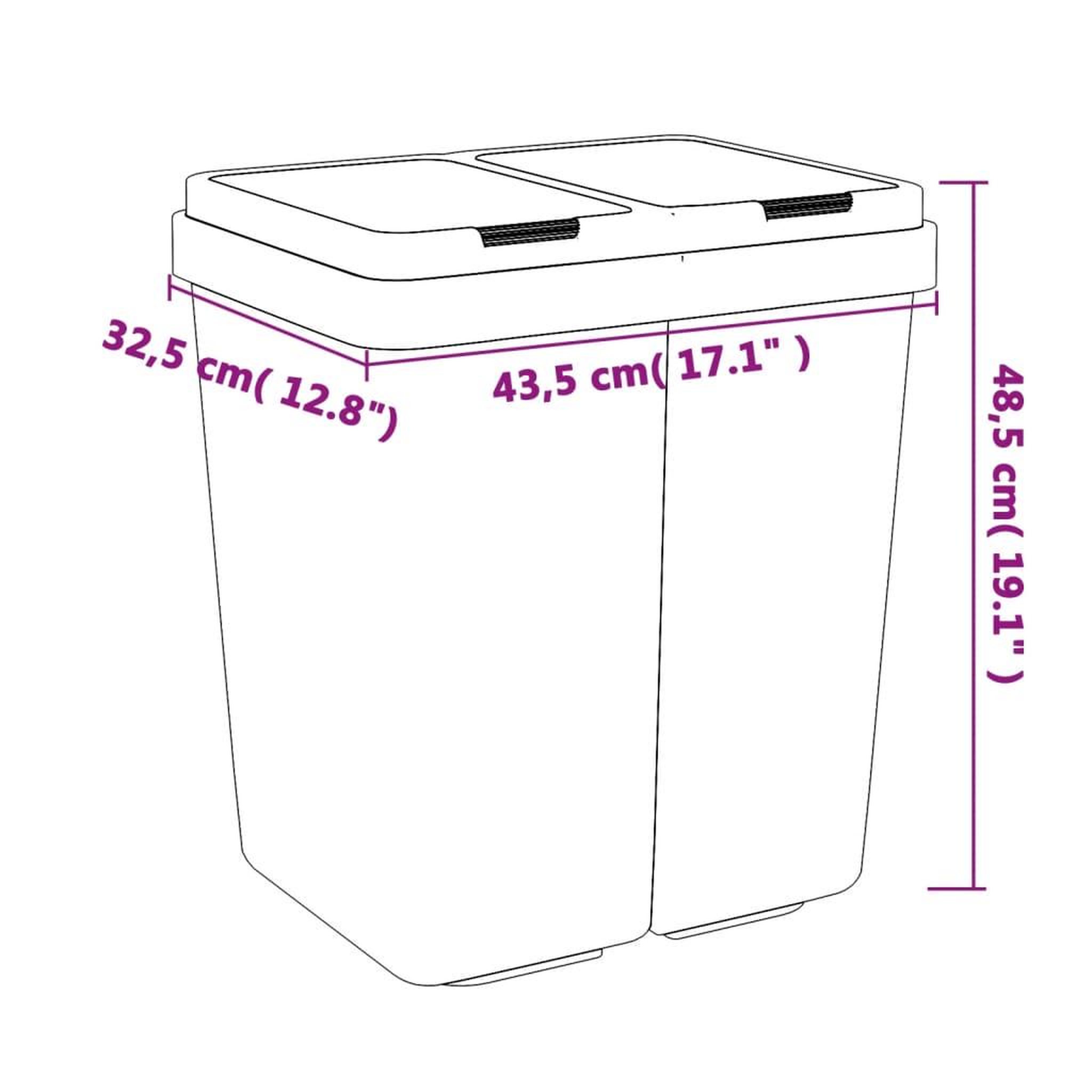Voir la diapositive 6 : VIDAXL Poubelle double blanc 2x25 L