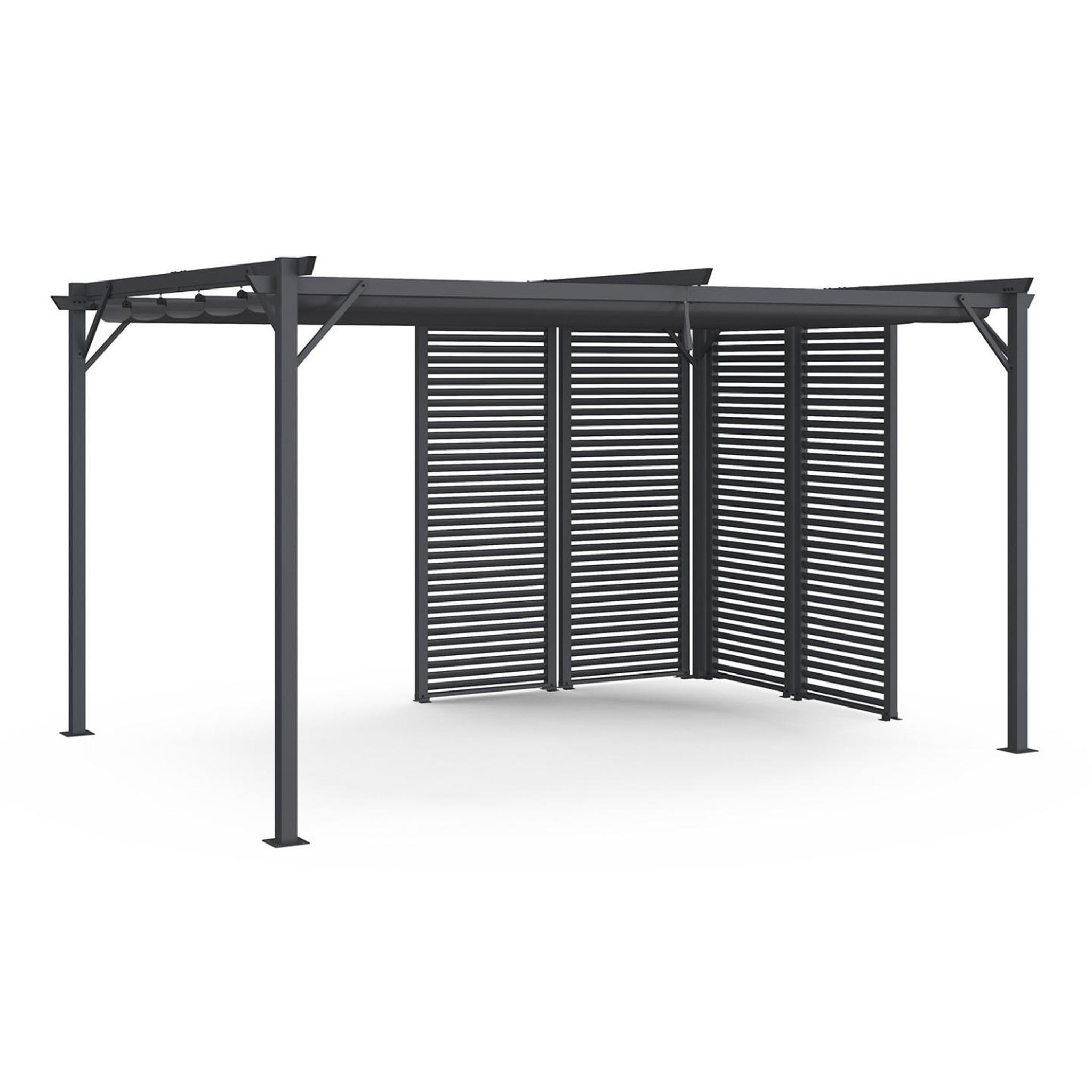 Voir la diapositive 5 : ID MARKET Lot de 2 persiennes pour pergola pans modulables gris anthracite