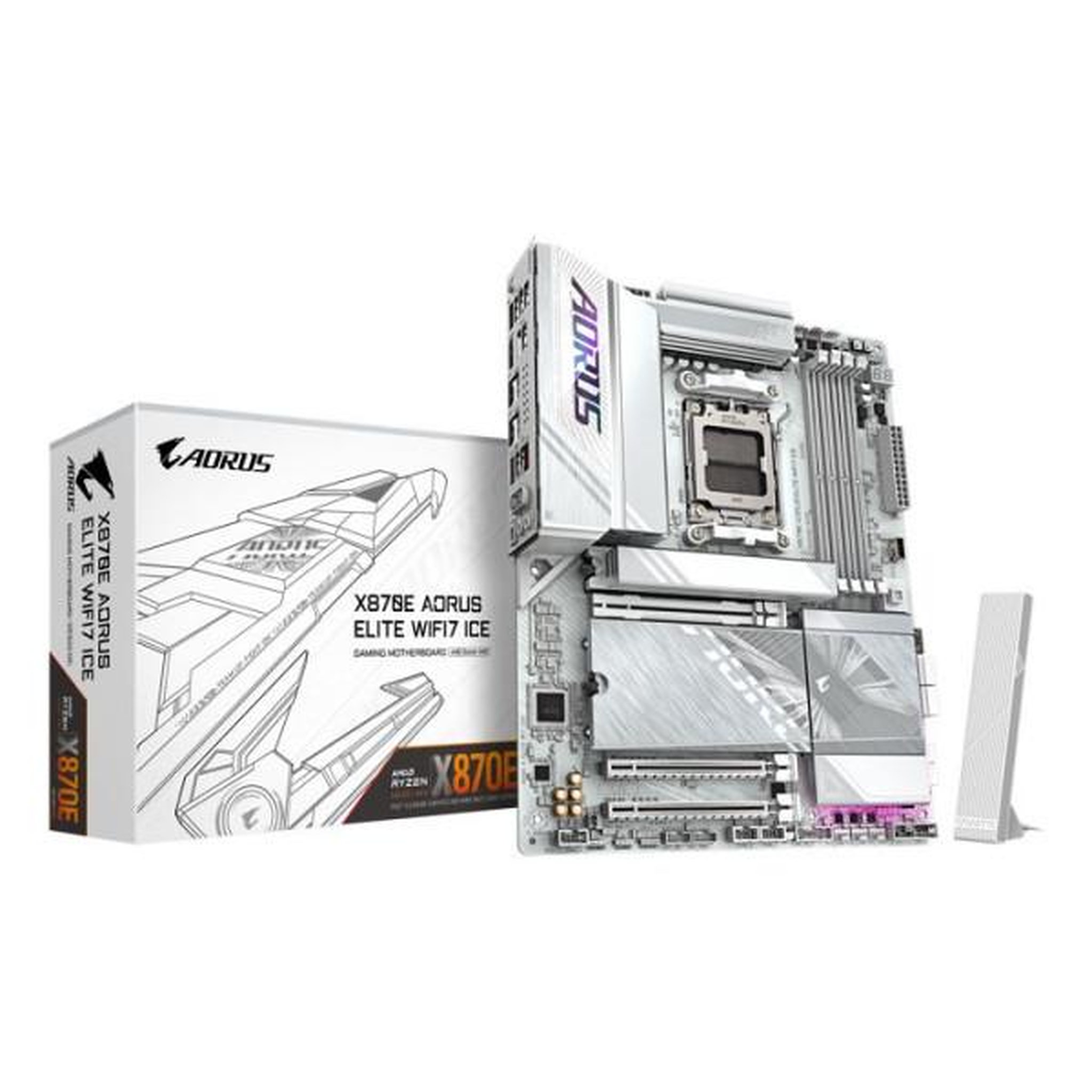 Gigabyte Carte mere - GIGABYTE - X870E A ELITE WF7 ICE - Format ATX - Chipset AMD X870E - DDR5 & PCIe 5.0 - WiFi 7