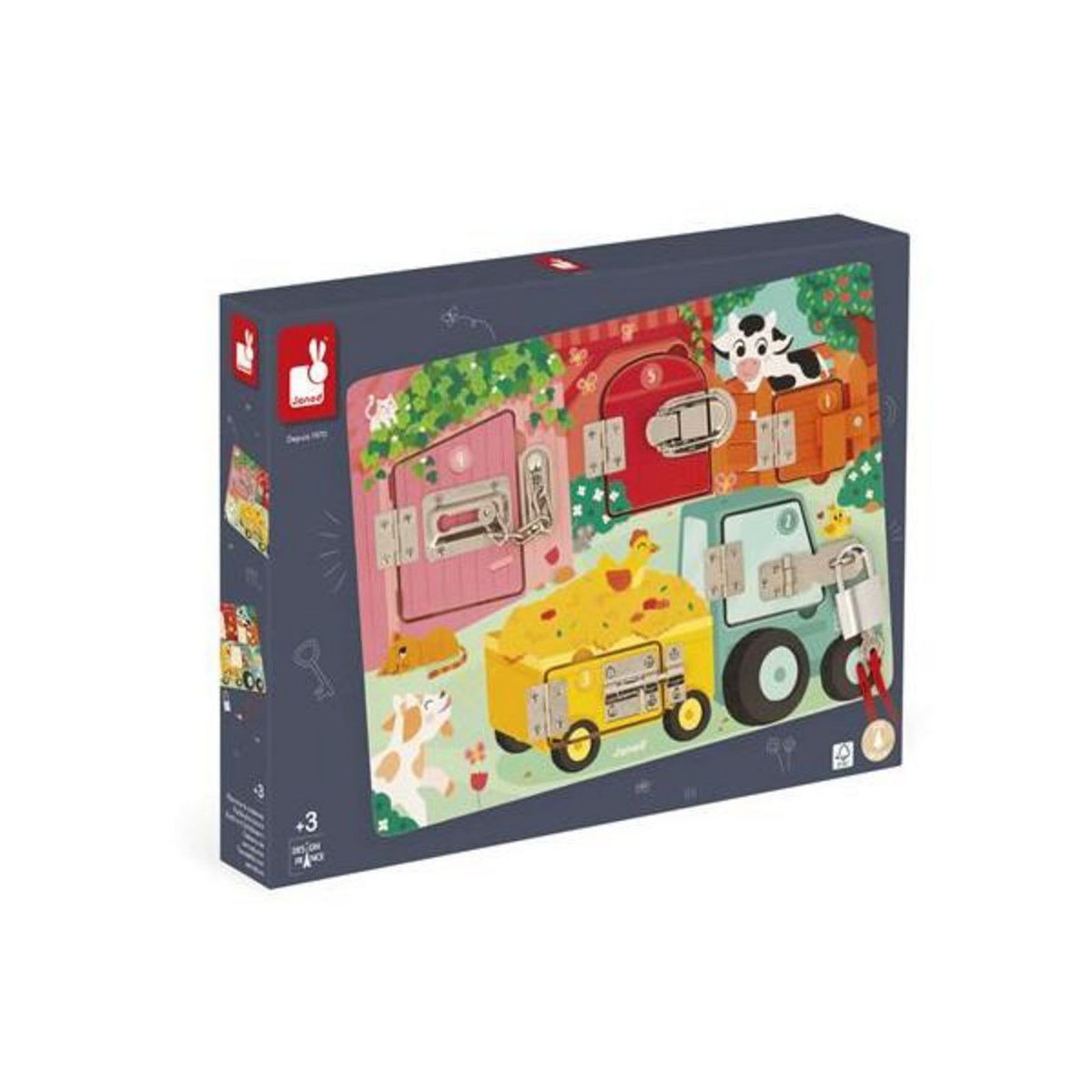 Juratoys - Janod Puzzle Janod Planche à Cadenas La Ferme