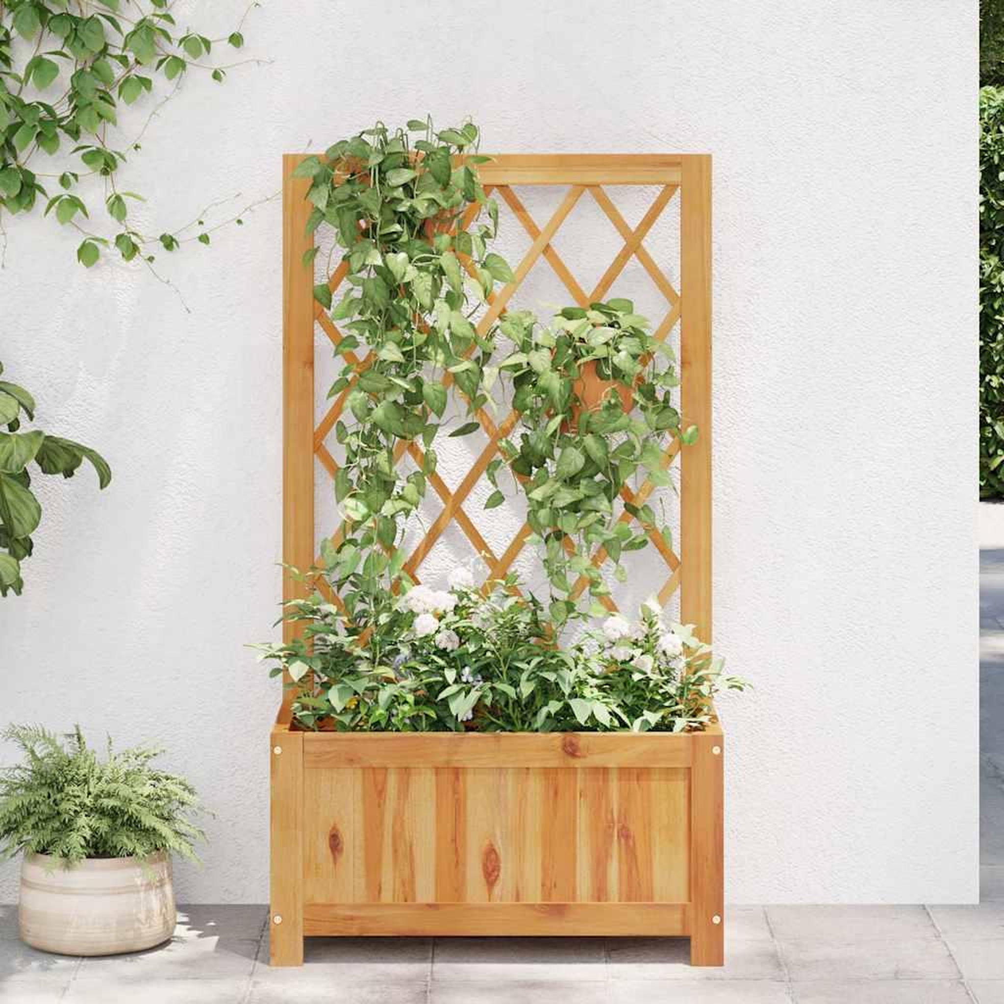 Voir la diapositive 3 : VIDAXL Lit sureleve de jardin avec treillis bois massif d'acacia