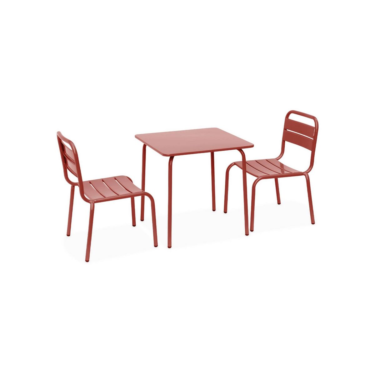 SWEEEK Salon de jardin enfant table et chaises métal Anna - 2 places, 48x48cm