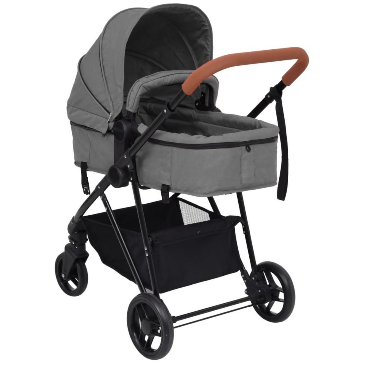 VIDAXL Poussette pour bebe 3-en-1 Gris clair et noir Acier