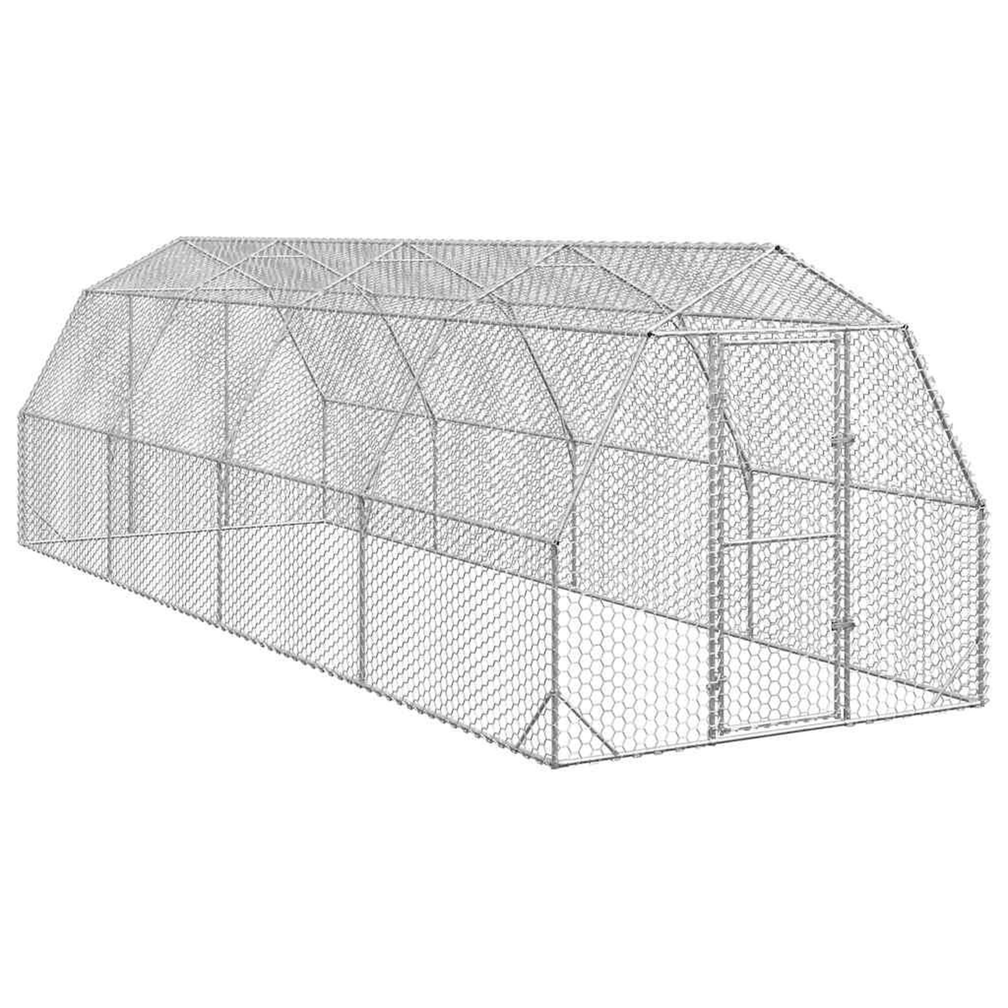 VIDAXL Poulailler 2,5x8x2,25 m acier galvanise