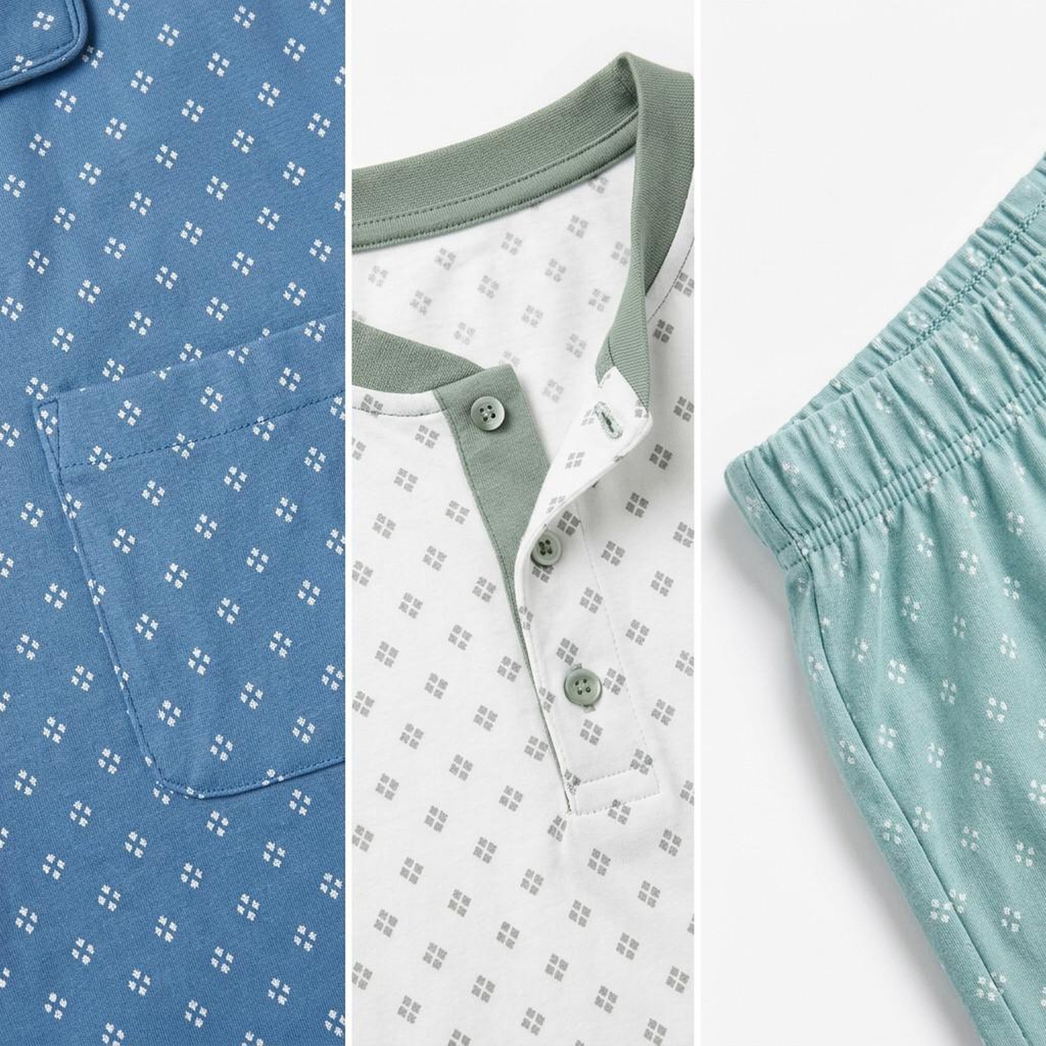 Voir la diapositive 3 : OZABI OZABI Pack 3 Pyjamas Courts Homme Coton Majoritaire, Col Bouton