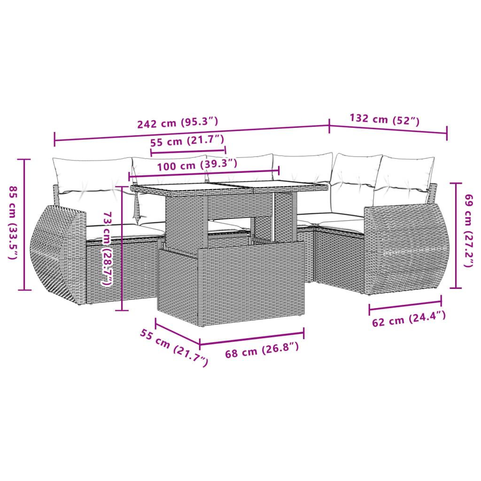 Voir la diapositive 6 : VIDAXL Salon de jardin 6 pcs avec coussins noir resine tressee