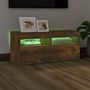 Voir la diapositive 4 : VIDAXL Meuble TV avec lumieres LED Chene fume 90x35x40 cm