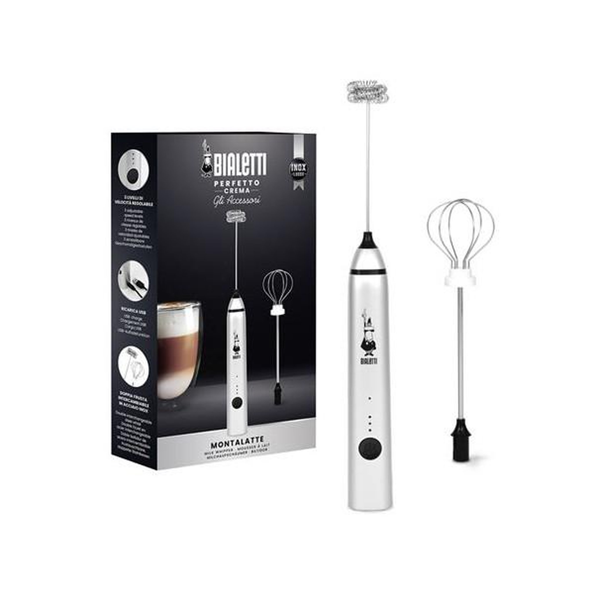 Voir la diapositive 1 : BIALETTI Mousseur à lait Bialetti 0006770 en acier inoxydable