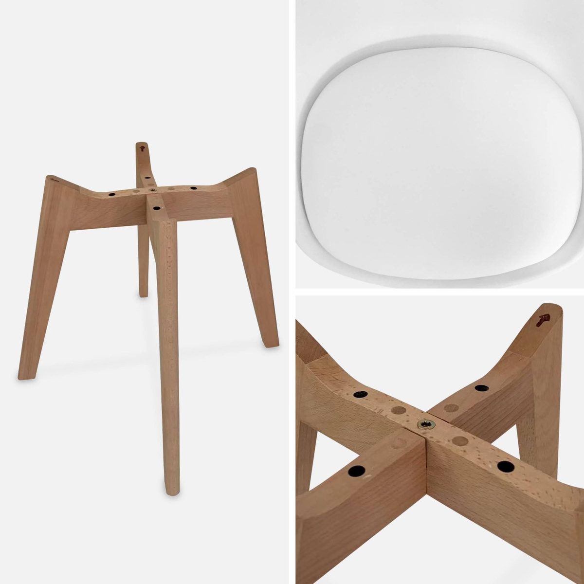 SWEEEK Lot de 4 chaises scandinaves. pieds bois de hêtre. chaises 1 place. blancs