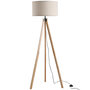 Voir la diapositive 1 : HOMCOM Lampadaire trépied style scandinave 40 W max. dim. 45L x 45l x 152H cm bois de pin lin beige