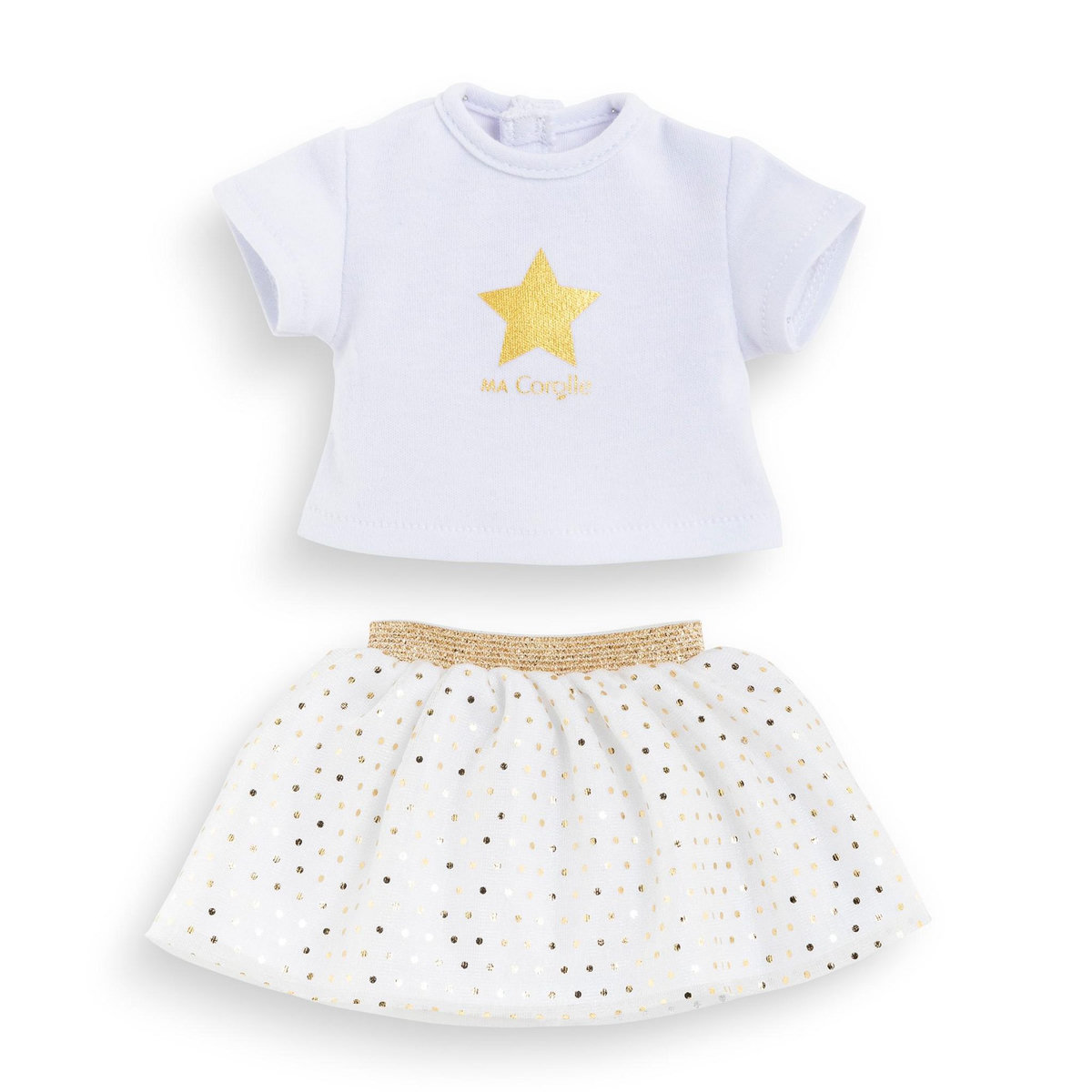 Corolle Ensemble Jupe & T Shirt Ivoire et Or pour poupée ma Corolle
