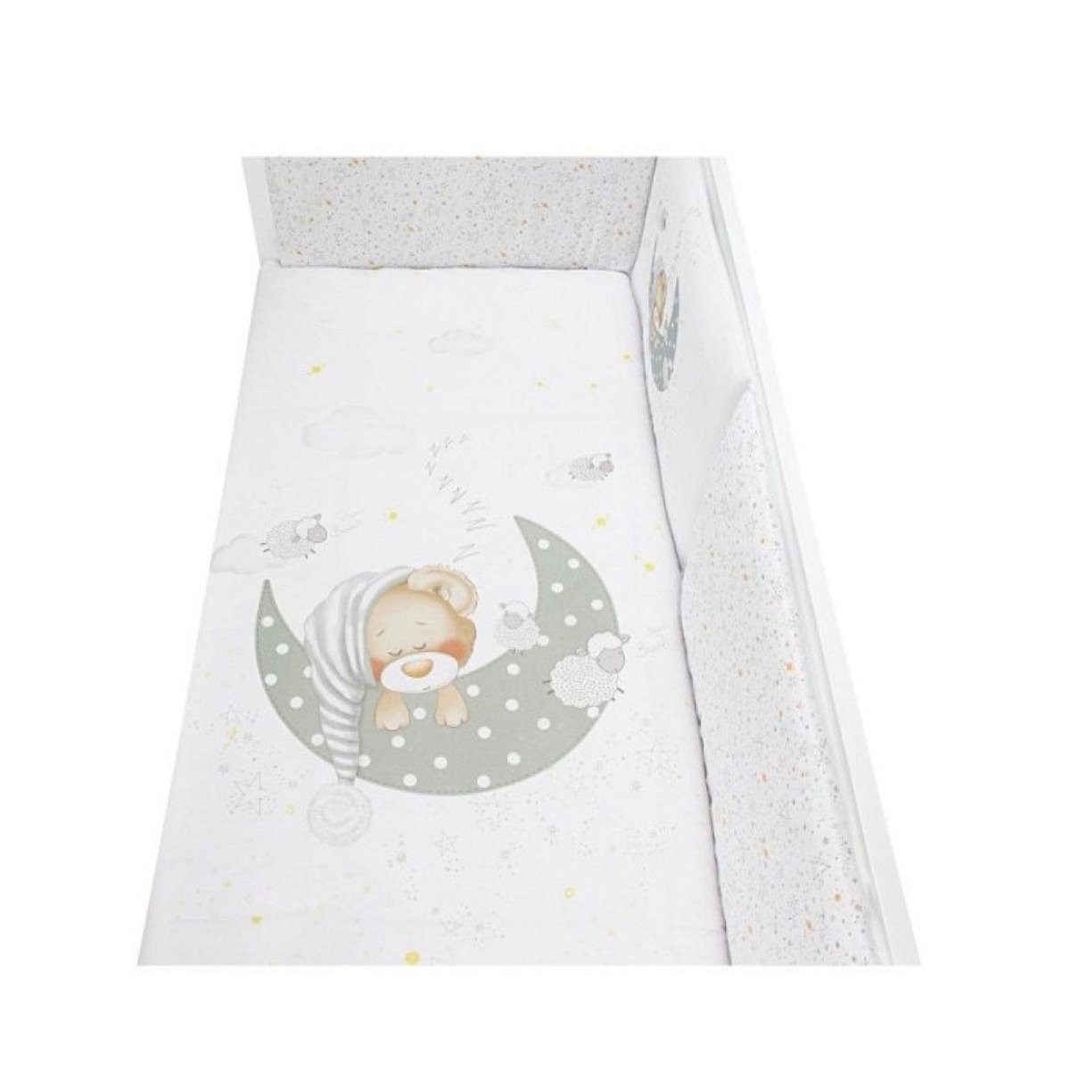 INTERBABY Parure Lit Bébé Amovible Bear Sleeping - Gris