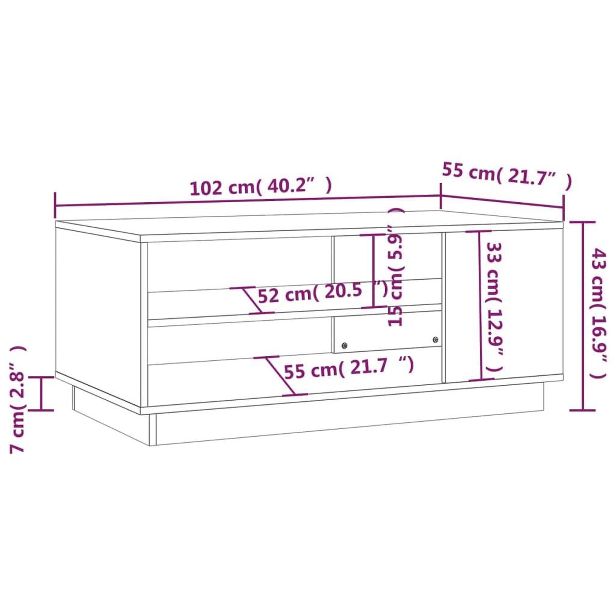 Voir la diapositive 6 : VIDAXL Table basse chene sonoma 102x55x43 cm bois d'ingenierie