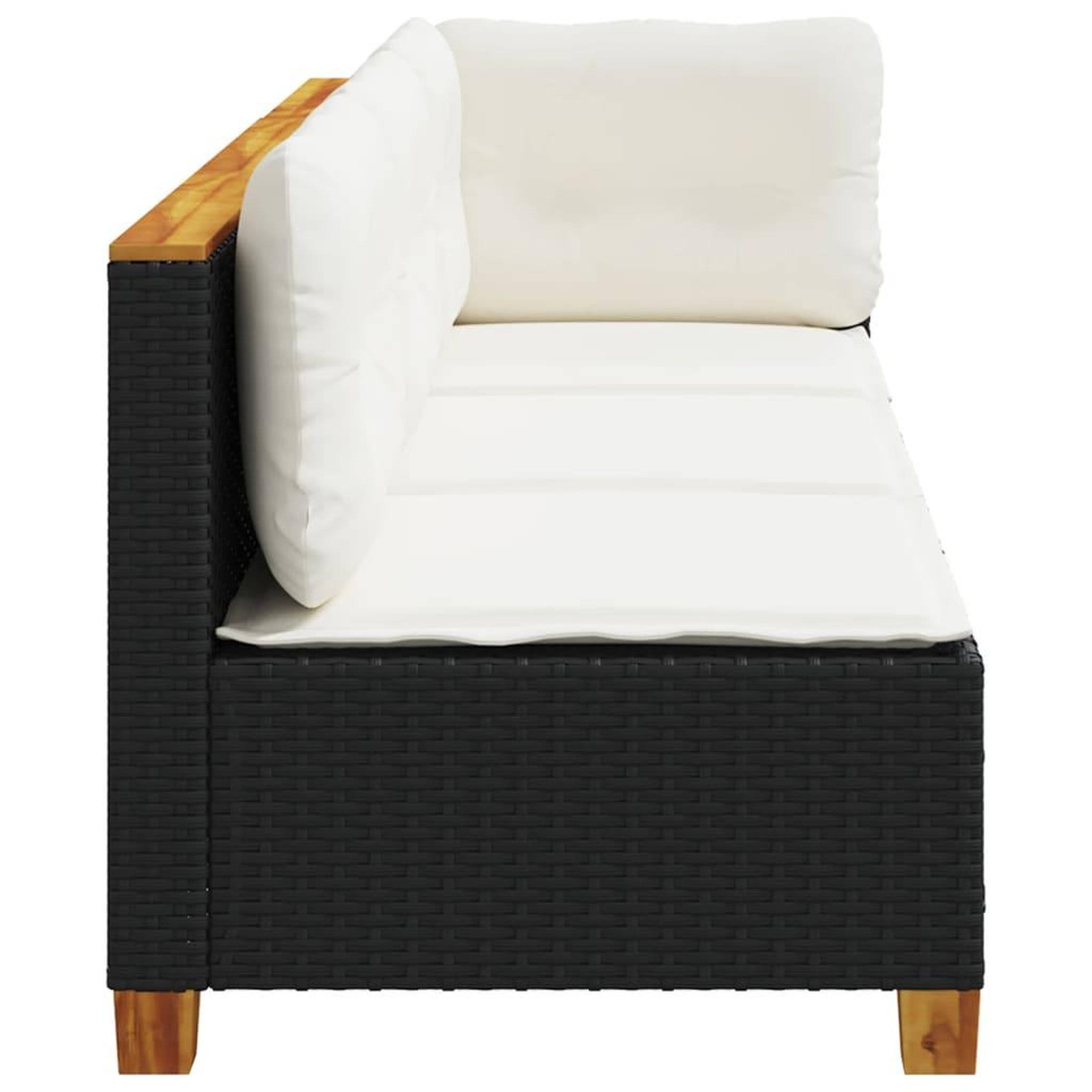 Voir la diapositive 5 : VIDAXL Canape de jardin avec coussins 3 places noir resine tressee