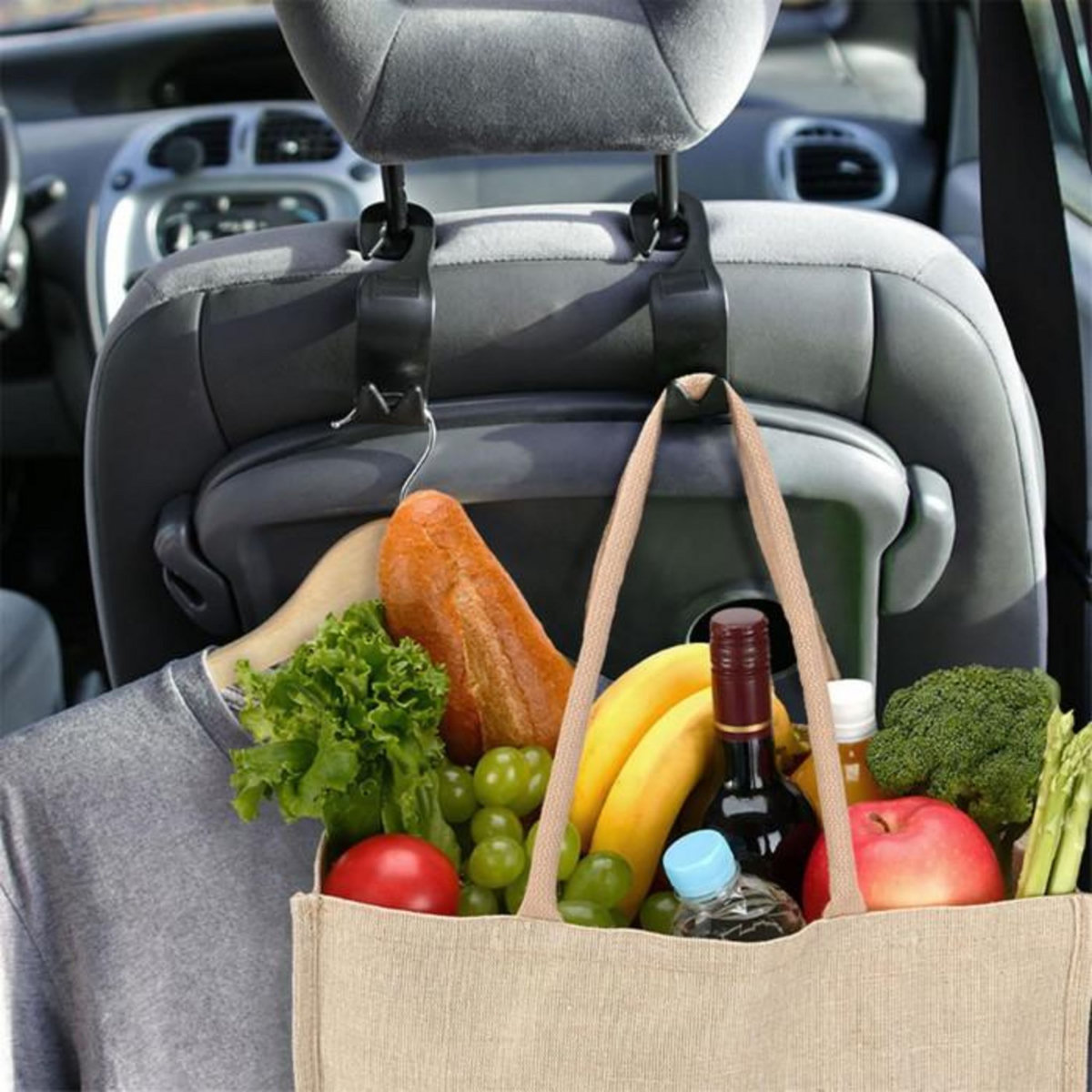 Paris Prix Lot de 2 Crochets de Rangement  Voiture  8cm Noir