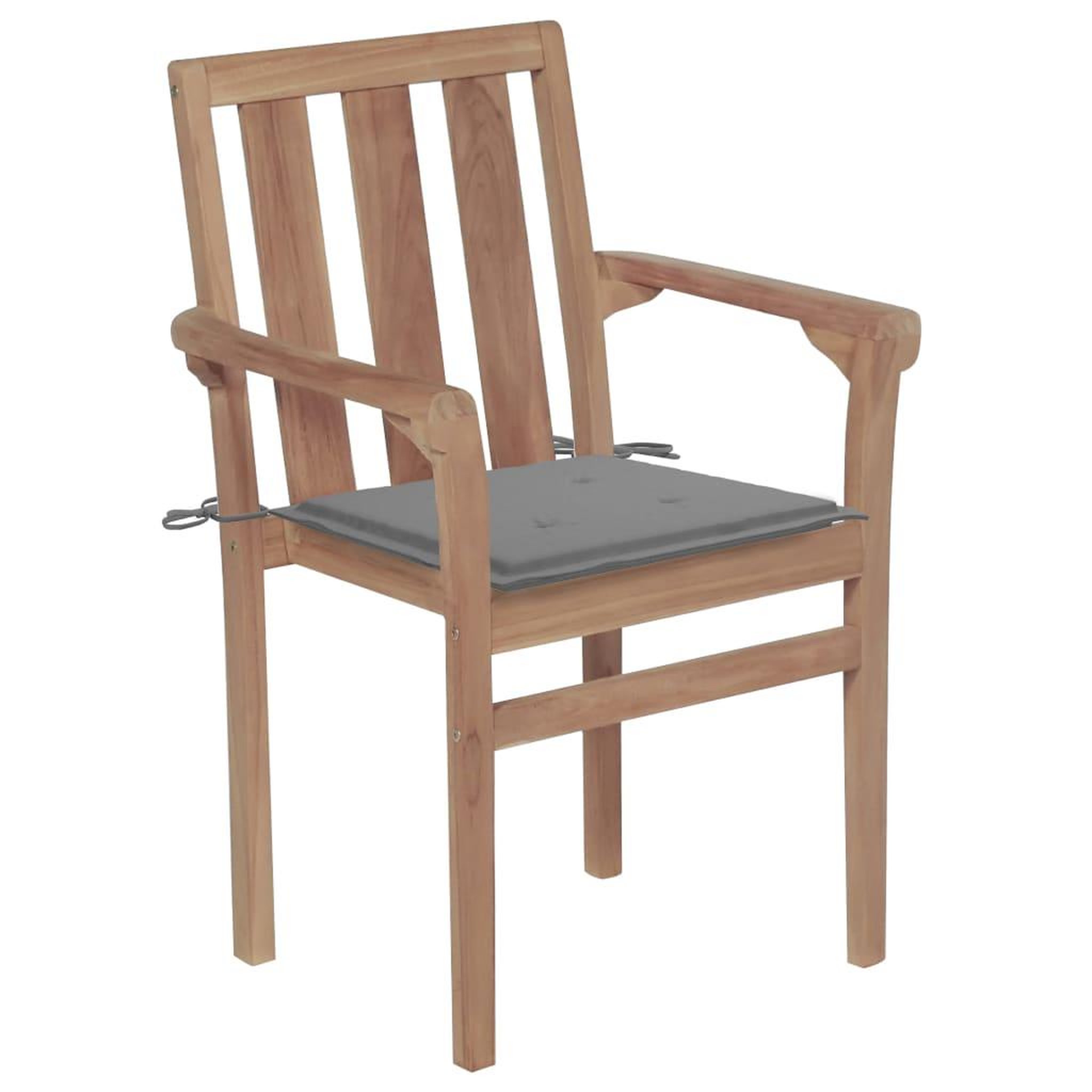 Voir la diapositive 2 : VIDAXL Chaises de jardin lot de 2 et coussins gris Bois de teck massif