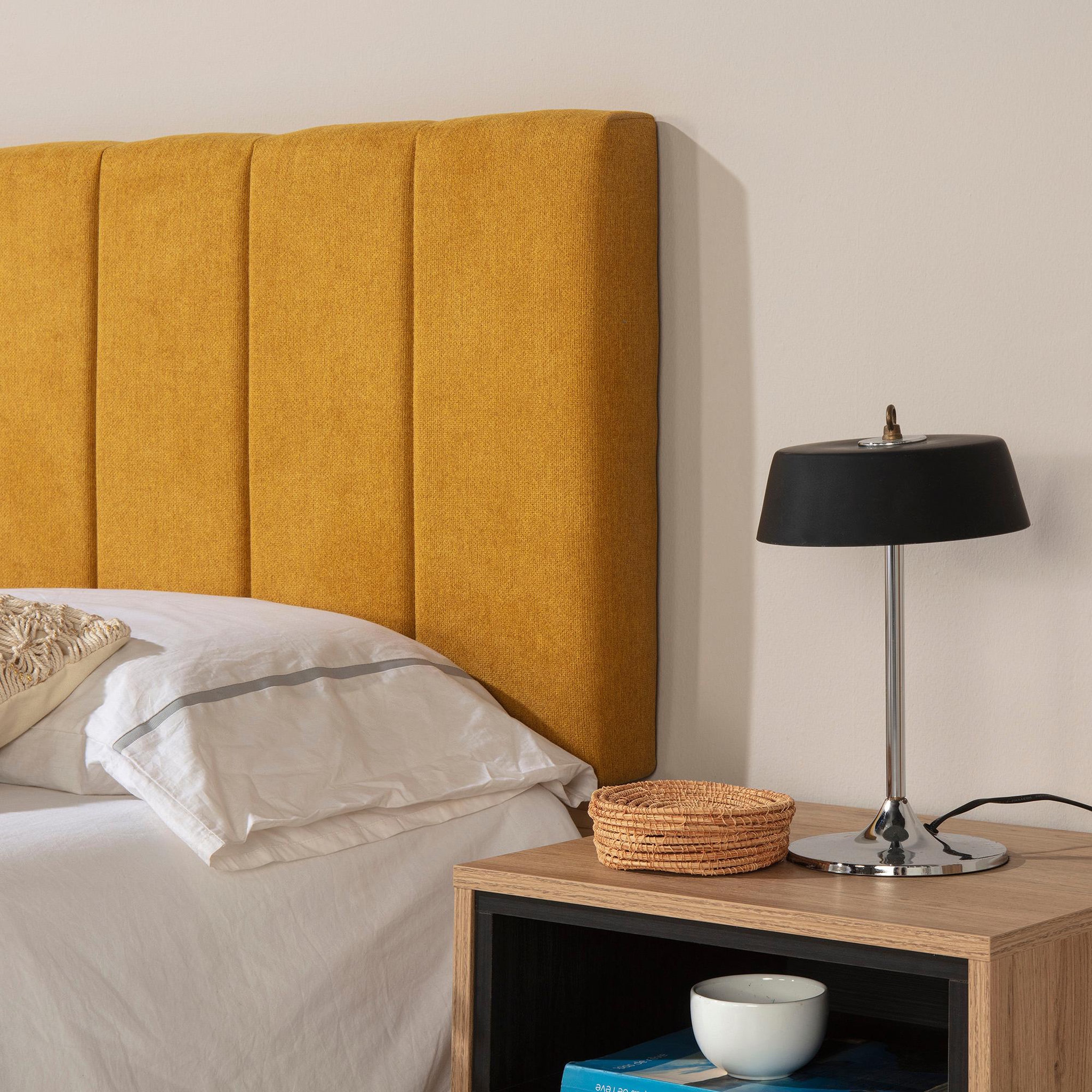 Voir la diapositive 4 : MARCKONFORT Tête de lit tapissée Creta 140x60 cm Couleur Moutarde, 8 cm d'épaisseur