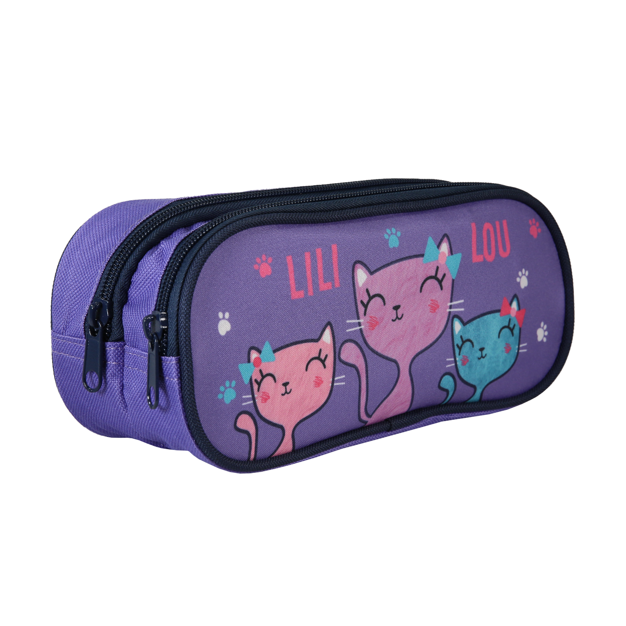 Voir la diapositive 2 : Bagtrotter Lili Lou - Trousse scolaire rectangulaire - Violet - Fille - 2 compartiments