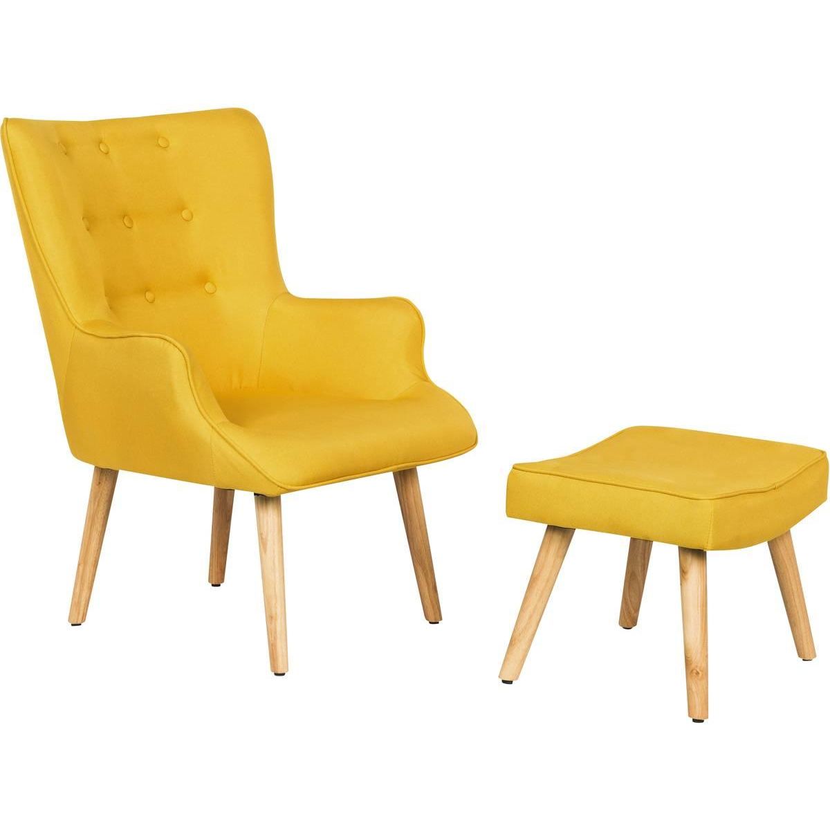 Habitat et Jardin Fauteuil style scandinave en tissu  Odense  - 1 place - Jaune