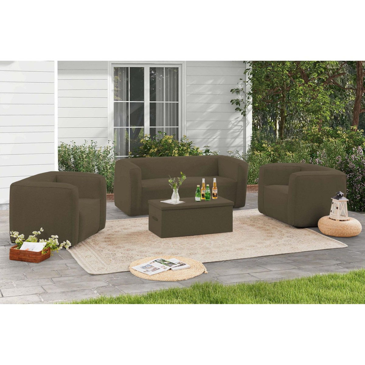 TERRACOTTA Salon gonflable 5 places - Terracotta - Intérieur et extérieur - Camel