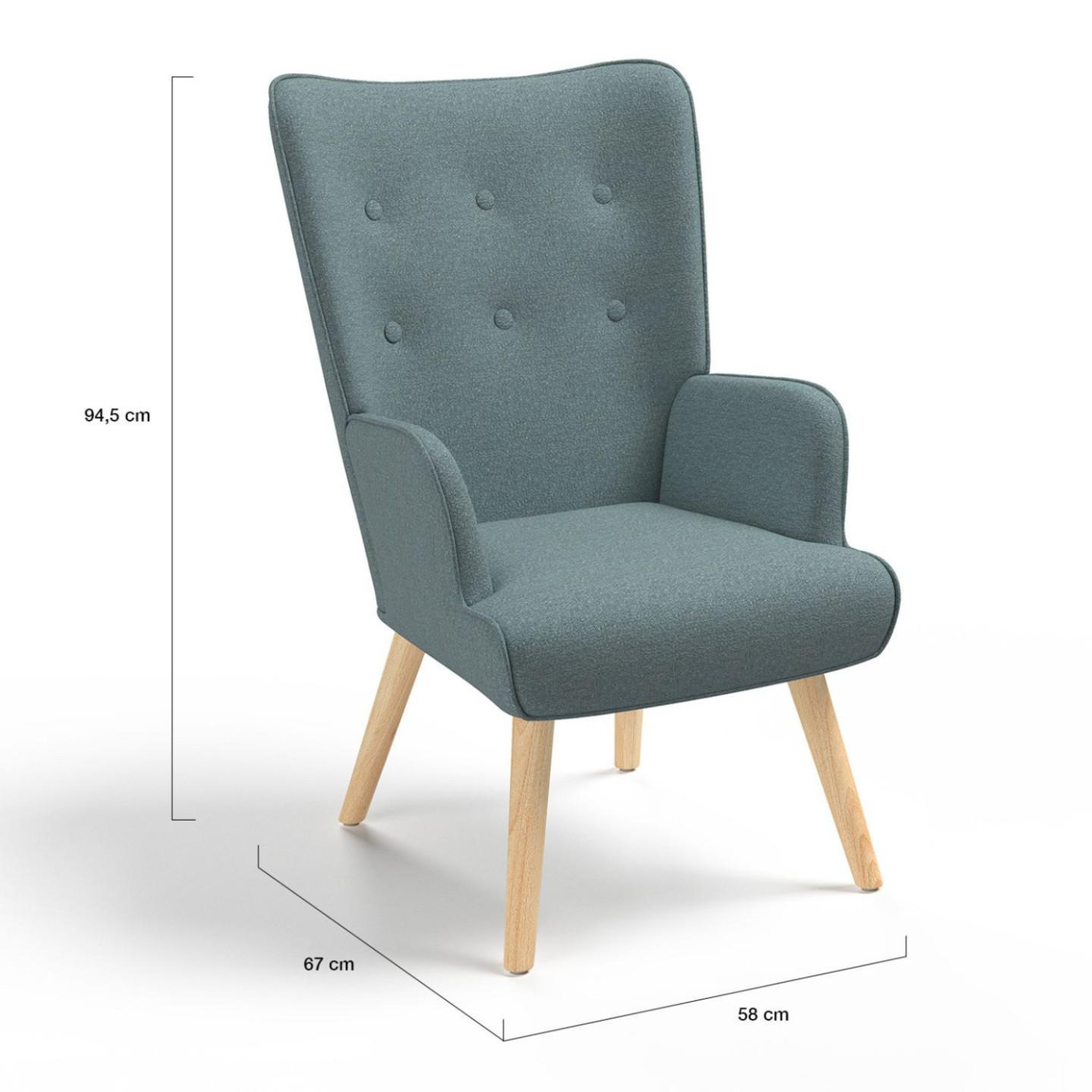 Voir la diapositive 5 : ID MARKET Fauteuil scandinave ivar en tissu vert eucalyptus