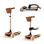 KINDERKRAFT Trottinette Kinderkraft RAKET UP 2-en-1 avec siège réglable, roues RGB LED, plateau lumineux, pliable dès bébé, Beige