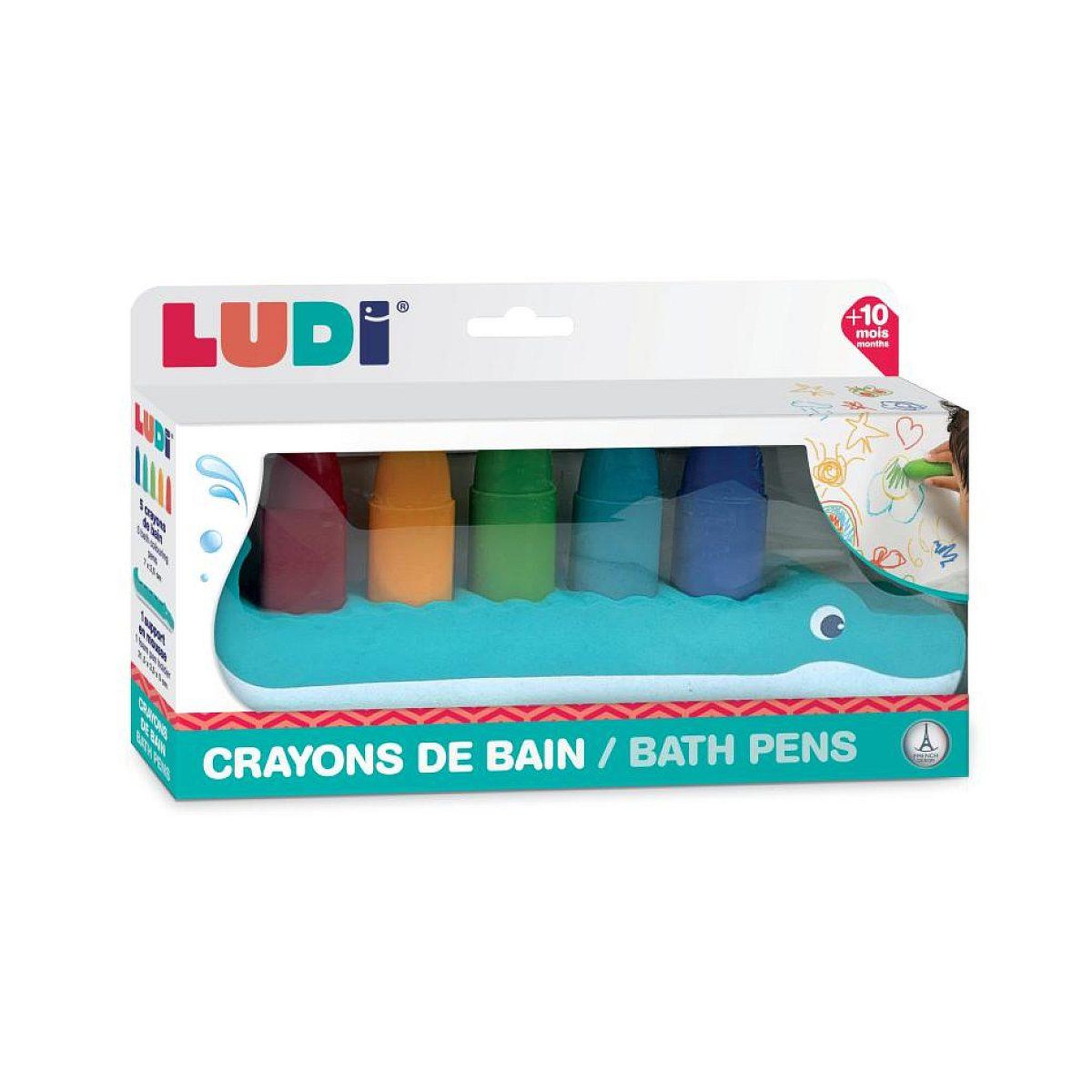 LUDI Crayons lavable de bain avec support
