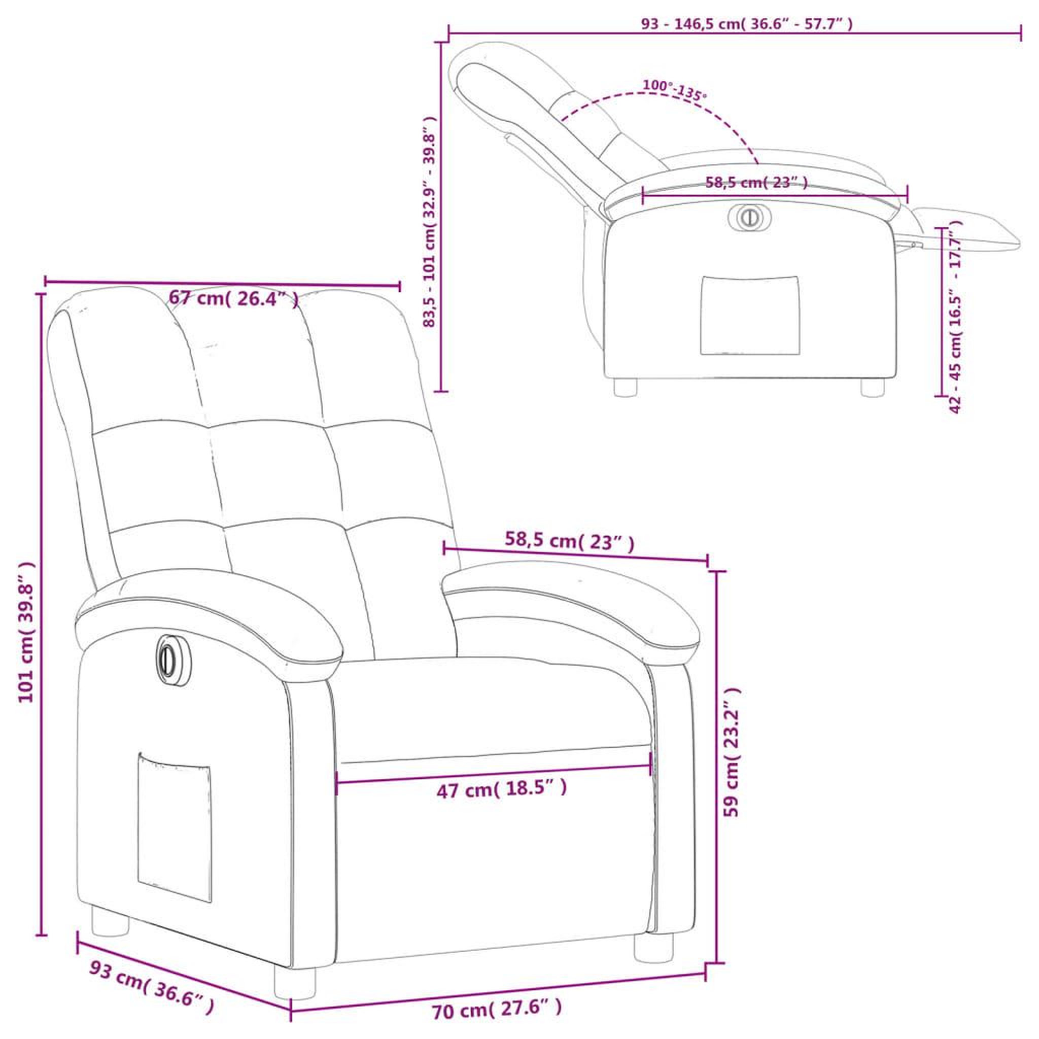 Voir la diapositive 6 : VIDAXL Fauteuil inclinable electrique Gris fonce Tissu