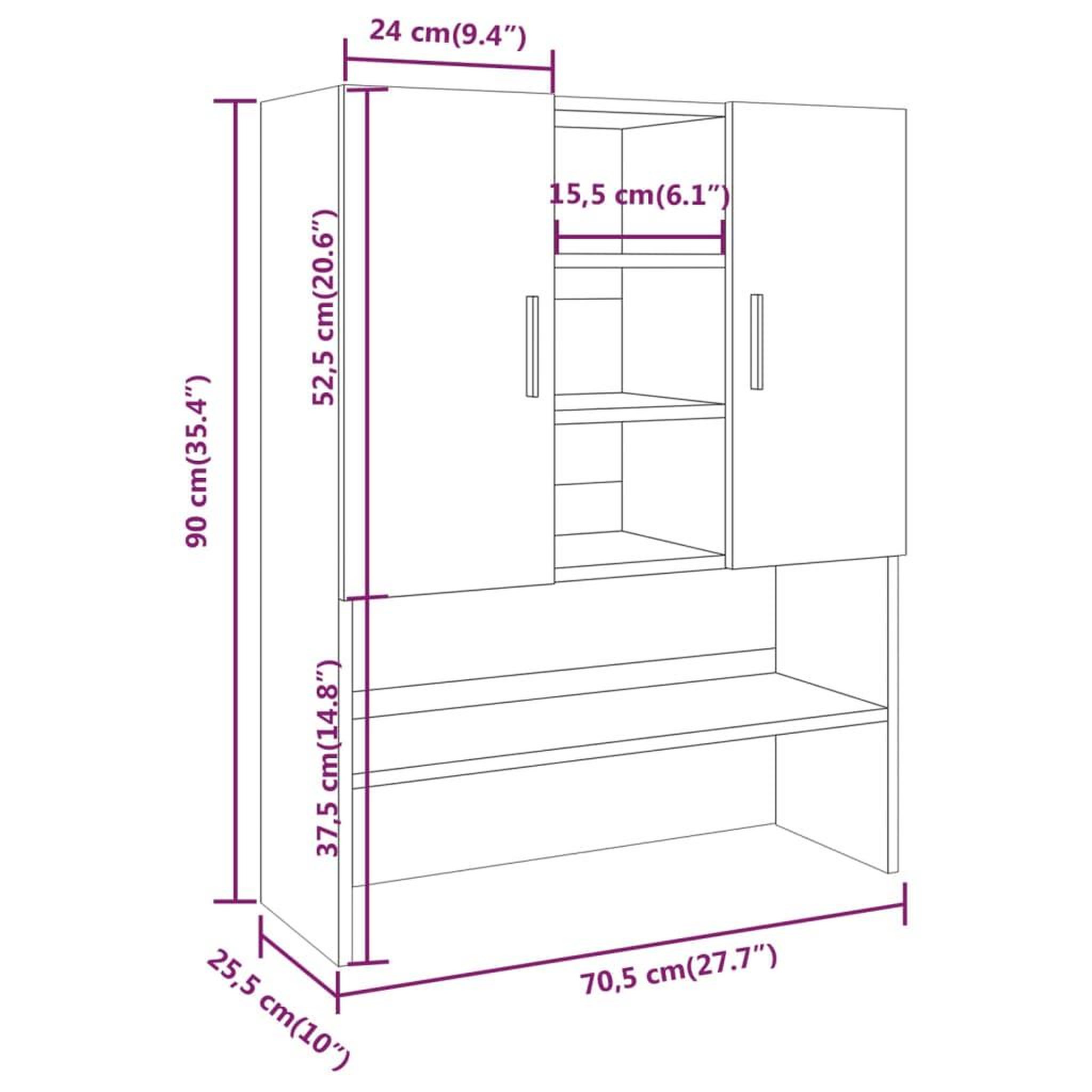 Voir la diapositive 6 : VIDAXL Armoire pour machine a laver Sonoma gris Bois d'ingenierie
