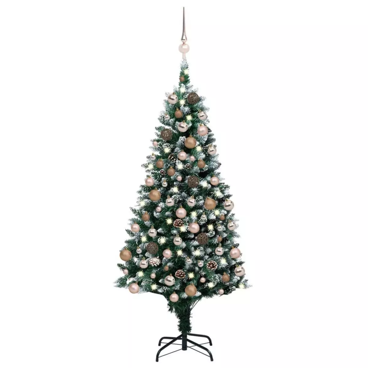 VIDAXL Arbre de Noël artificiel pre-eclaire/boules pommes de pin 150cm