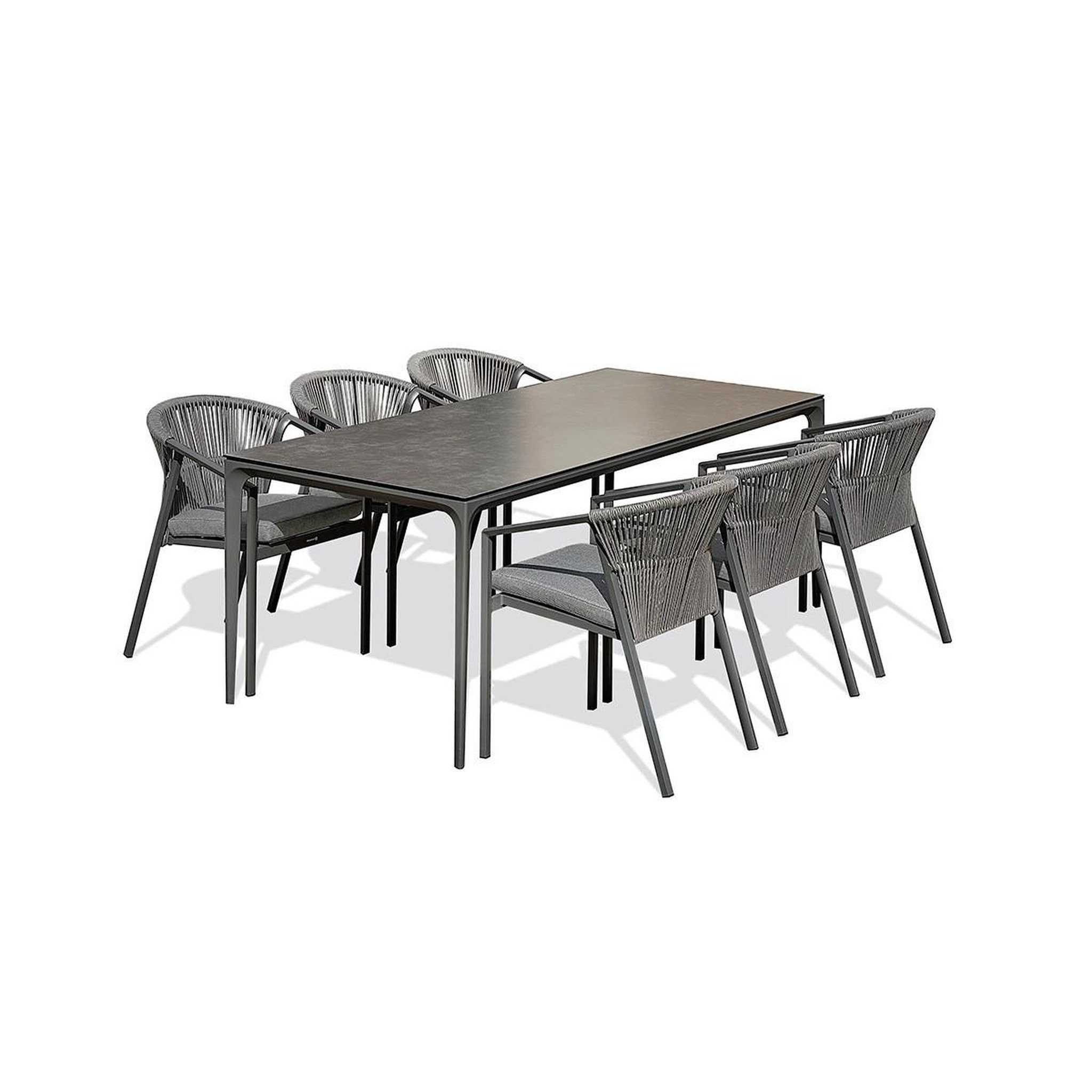 Paris Prix Ensemble Table de Jardin & 6 Fauteuils  Tigua & Gambi  200cm Anthracite