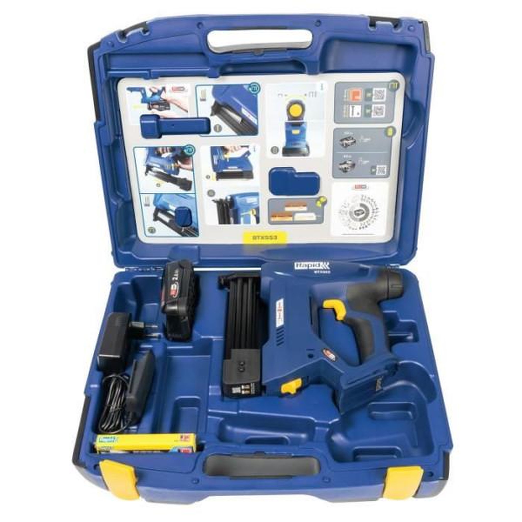 Voir la diapositive 3 : Rapid Agrafeuse a batterie 18V pour 53/8-20mm - 8/15-20mm - RAPID - BTX553 -Coffret + batterie 2.5Ah + chargeur