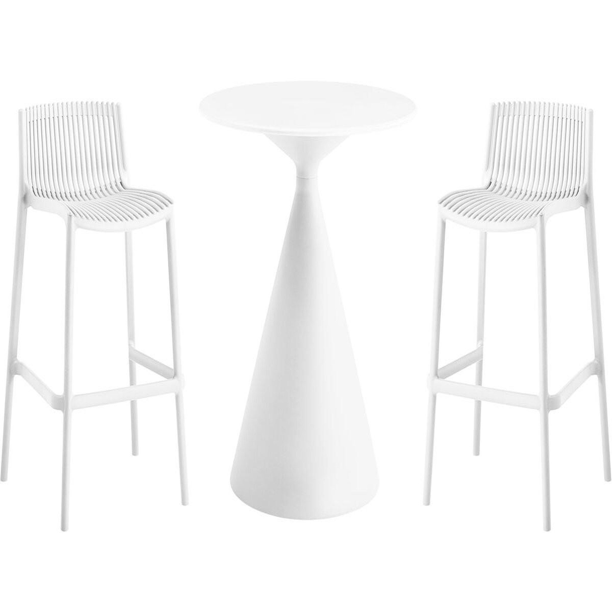 Habitat et Jardin Table et chaises hautes de jardin bistrot empilables  néora  - 2 places - blanc