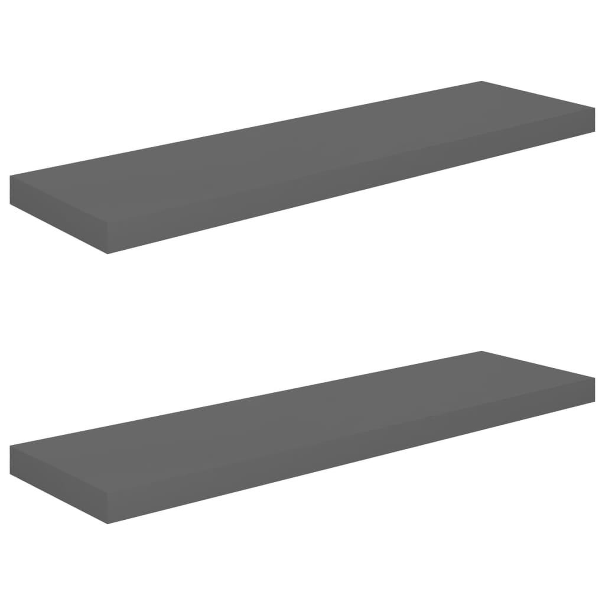 Voir la diapositive 2 : VIDAXL Etagere murale flottante 2 pcs Gris brillant 90x23,5x3,8 cm MDF