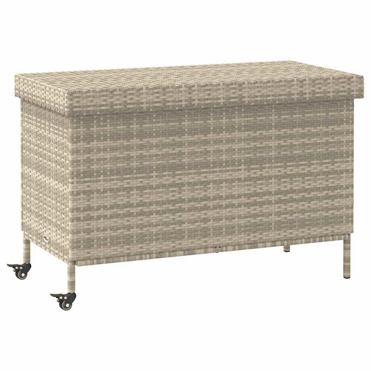 VIDAXL Boîte de rangement de jardin et roues gris clair resine tressee