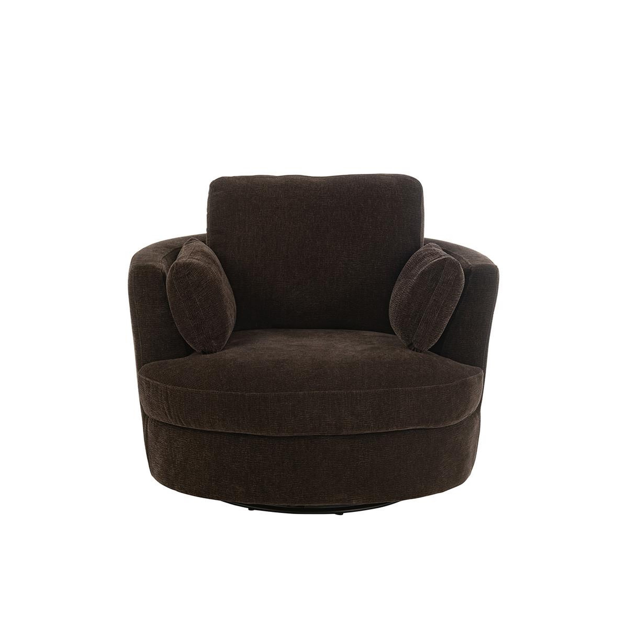 Voir la diapositive 2 : J-LINE Fauteuil Pivotant  Swiv  109cm Marron Foncé