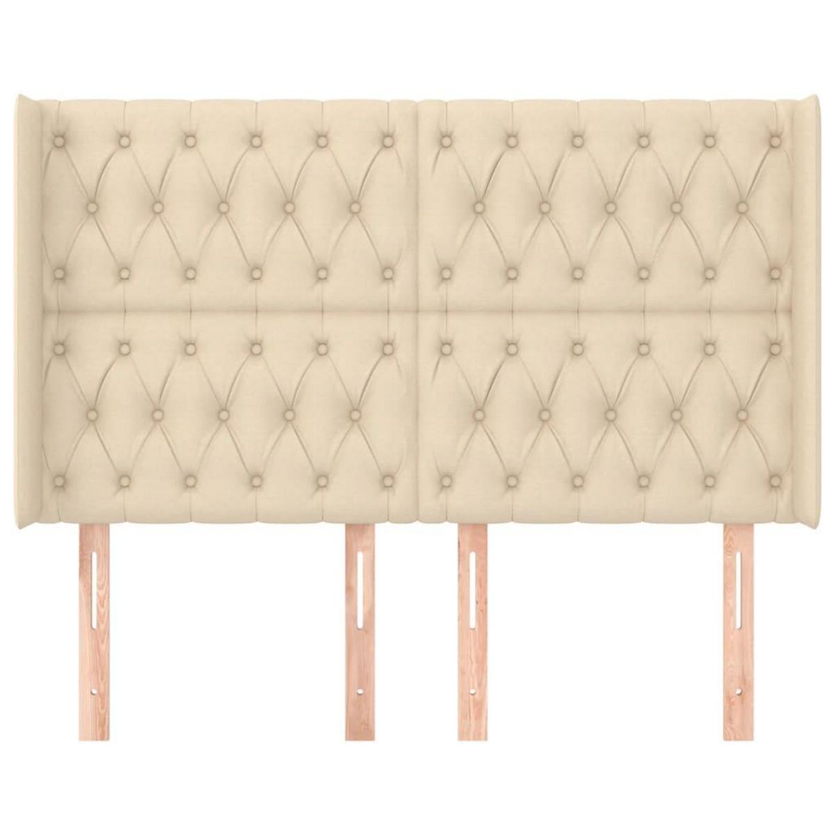 VIDAXL Tete de lit avec oreilles Creme 147x16x118/128 cm Tissu