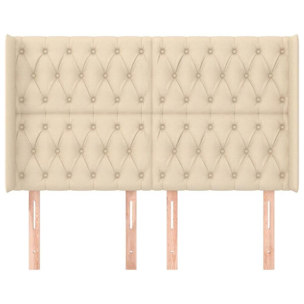 VIDAXL Tete de lit avec oreilles Creme 147x16x118/128 cm Tissu