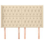 Voir la diapositive 3 : VIDAXL Tete de lit avec oreilles Creme 147x16x118/128 cm Tissu