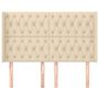 Voir la diapositive 3 : VIDAXL Tete de lit avec oreilles Creme 147x16x118/128 cm Tissu