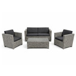 CONCEPT USINE Salon de jardin 4 places en résine tressée gris et noir SOCOTRA
