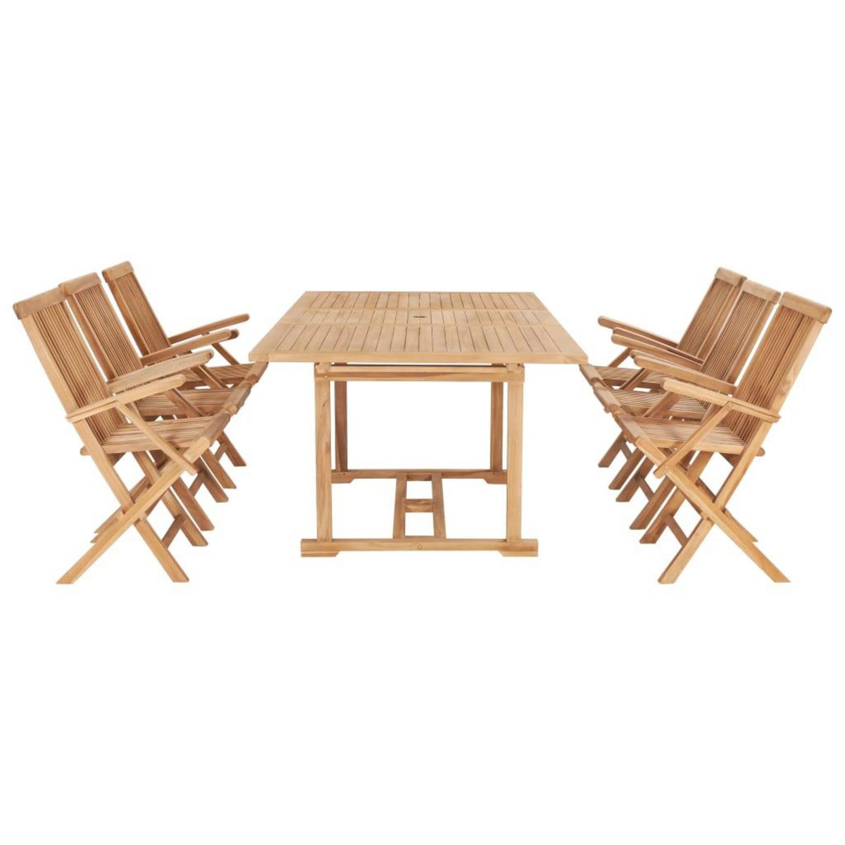 VIDAXL Ensemble a manger d'exterieur 7pcs 150-200x100x75cm Teck massif