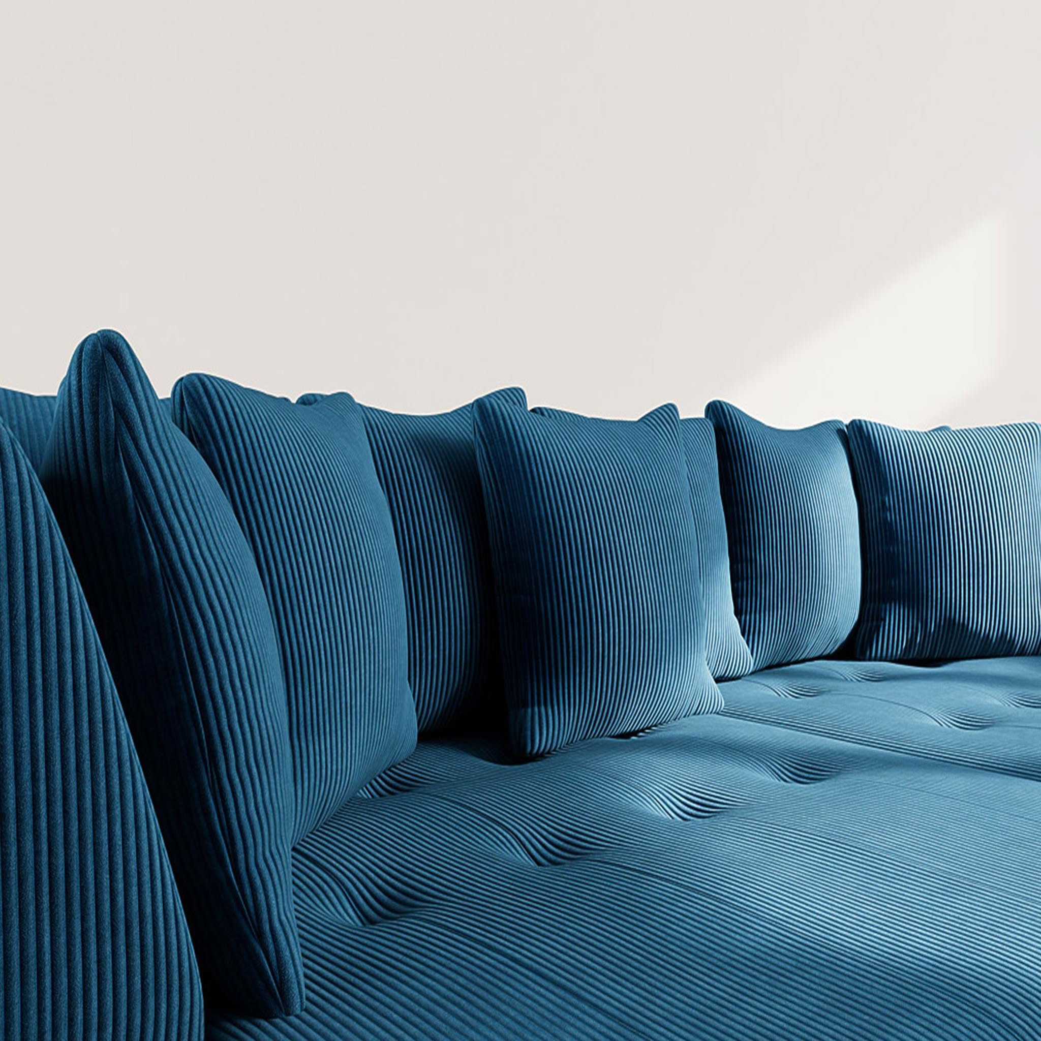 Voir la diapositive 4 : LISA DESIGN Onyx - canapé droit 4 places avec double méridienne - assise profonde - en velours côtelé