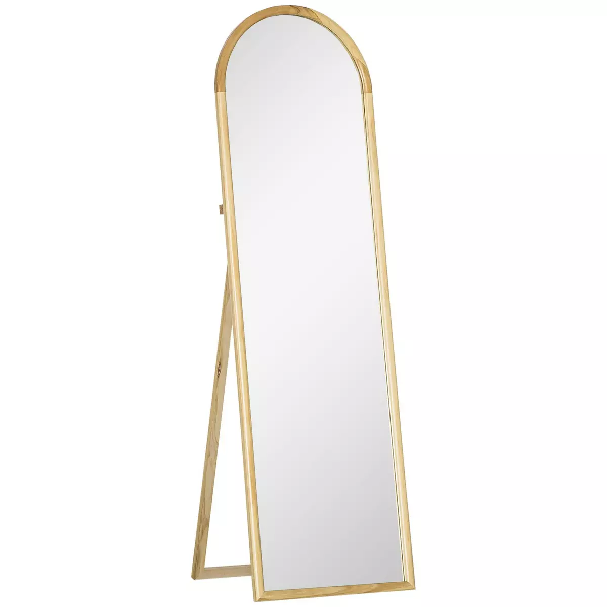 HOMCOM Miroir sur pied style scandinave dim. 46L x 43l x 150H cm piètement cadre bois de pin verre