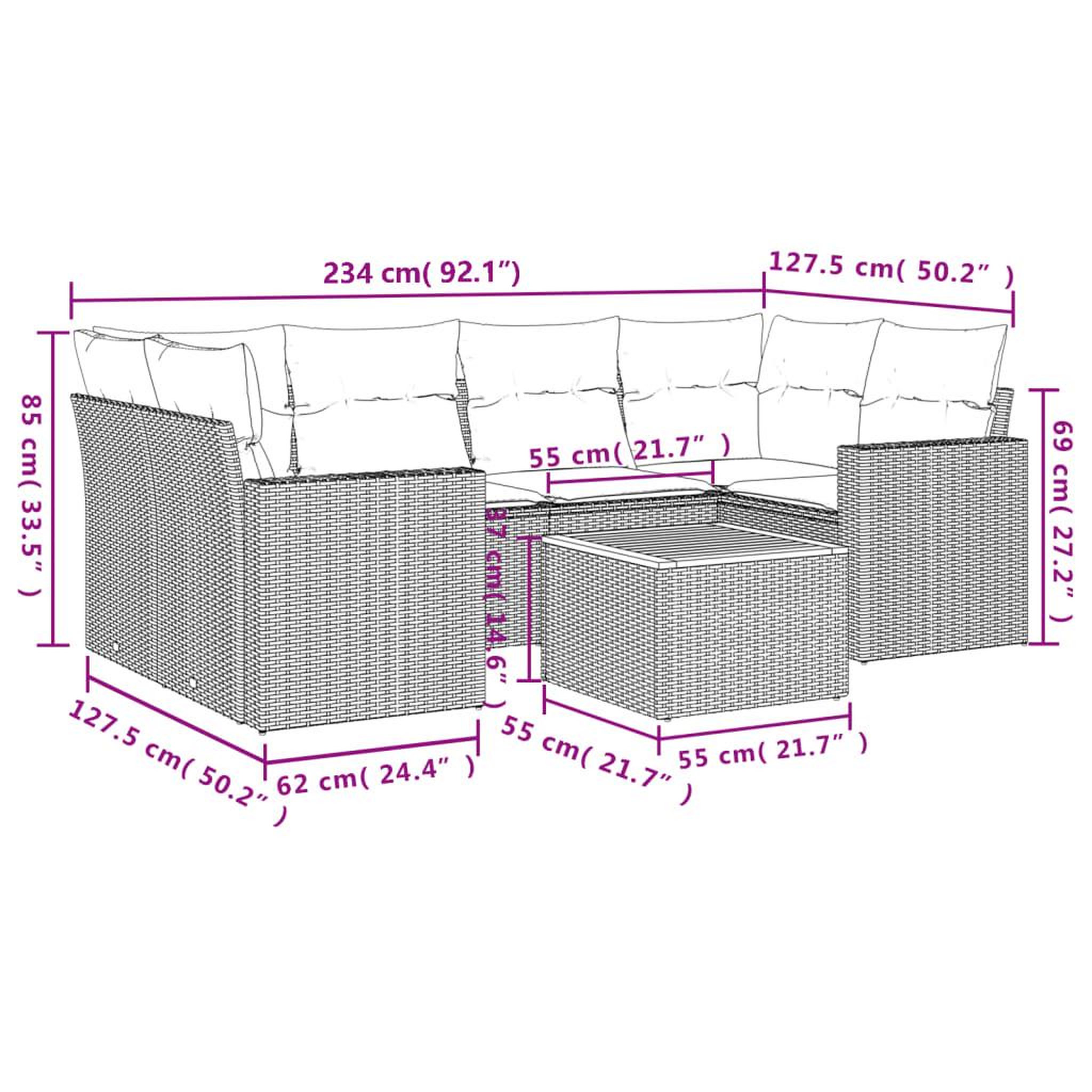 Voir la diapositive 6 : VIDAXL Salon de jardin 7 pcs avec coussins noir resine tressee