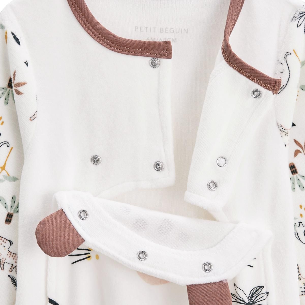 Petit Béguin Pyjama bébé en velours ouverture pont Yao